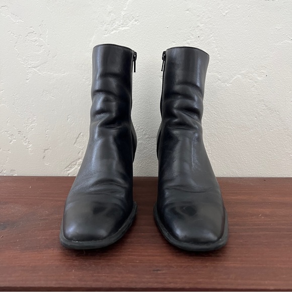 Naturalizer black leather block heel bootie boots side zip comfort shoe 9M - Picture 6 of 15